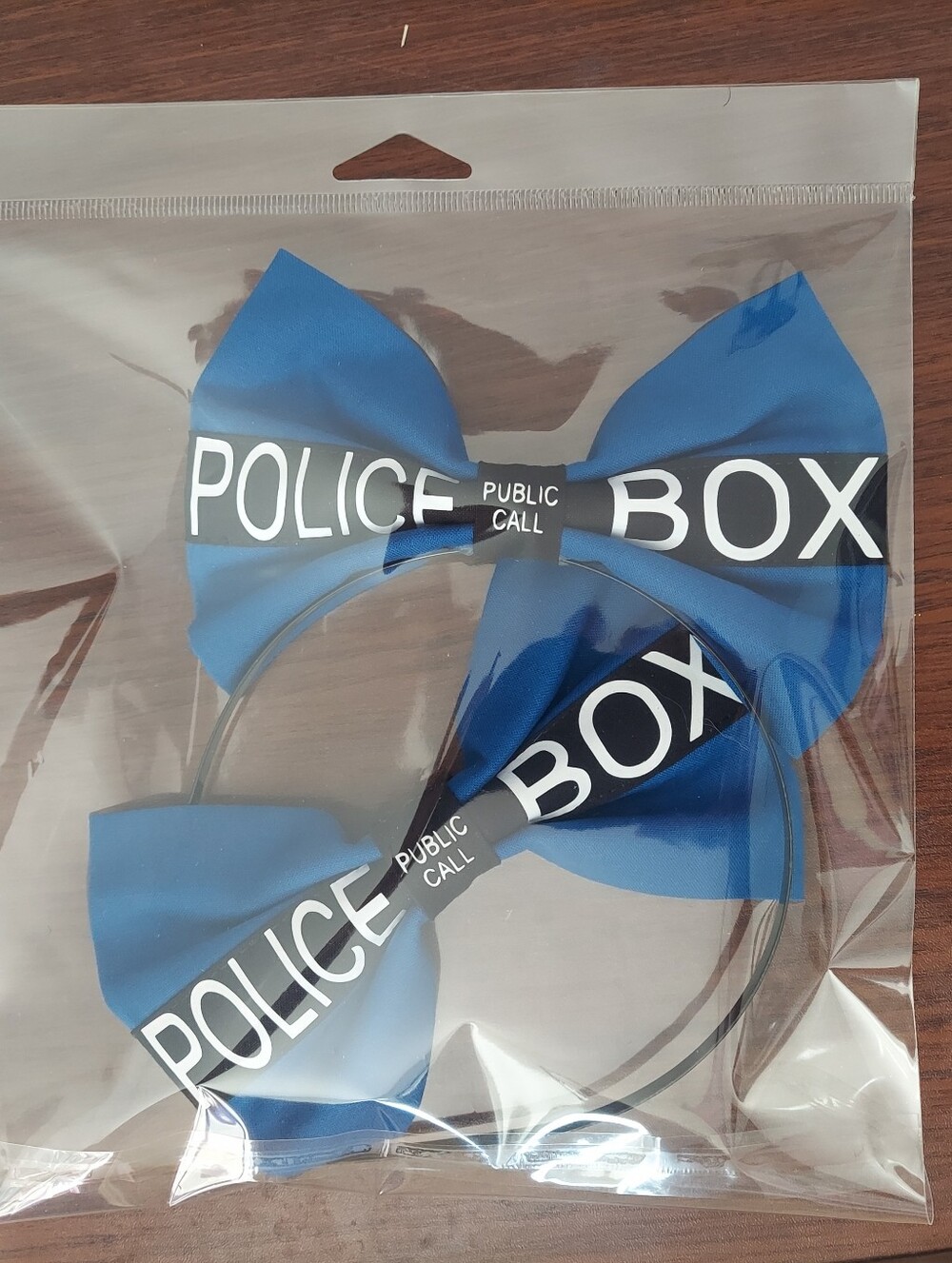 Blue 'POLICE BOX' Bow Headband And Hair Clip - Novelty Hair Accessory
